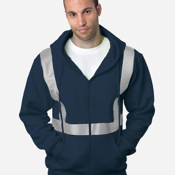 USA-Made Hi-Visibility Full-Zip Hooded Sweatshirt - Segmented Tape Thumbnail